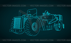 Scraper for heavy earthmoving and mining drawing - vector clip art