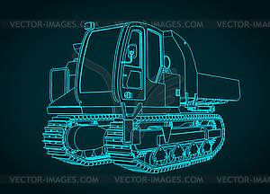 Tracked crawler dump truck blueprint - vector clipart