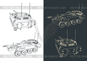Heavy armoured fighting vehicle blueprints s - vector clipart