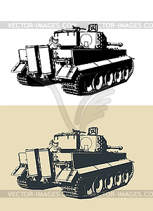 Tiger heavy tank of WWII - vector image
