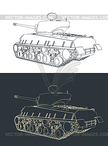 Чертежи танка M4 \ - стоковый клипарт