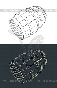 Wooden barrel blueprints s - vector clipart