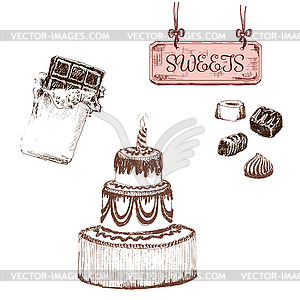 Chocolate. Set of sweets - vector clipart