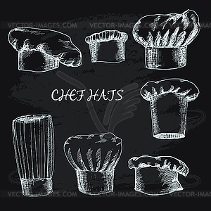 Collection of chef hats - vector image