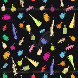 Seamless pattern with bottles - vector clip art