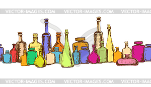 Seamless pattern with bottles - vector image