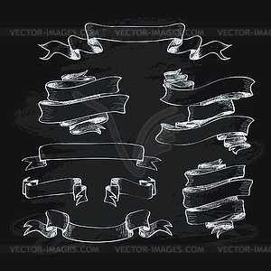 Коллекция старинных лент - черно-белый векторный клипарт