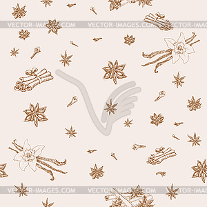 Seamless pattern with spices - vector EPS clipart