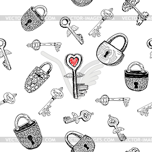 Padlocks and keys - vector clip art