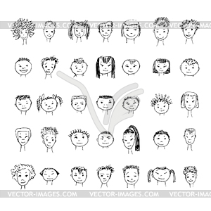 Set of faces - vector clipart