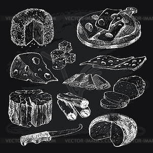 Cheese. Collection of graphic s - vector image