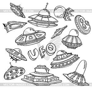 Collection of UFO - vector image