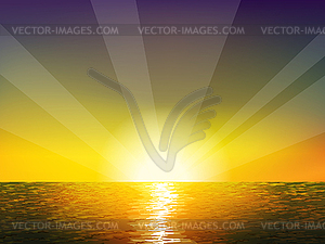 Sunrise on sea - vector clipart