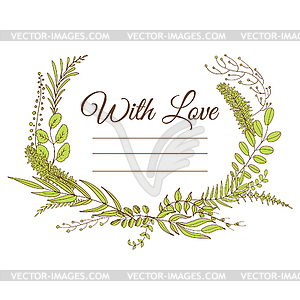 Card with leaves and brunches - vector clipart