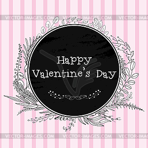 Valentine`s day. Card with leaves and brunches - vector image