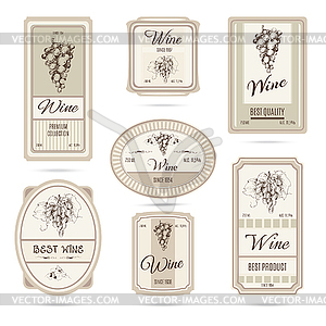 Collection of wine labels - vector image