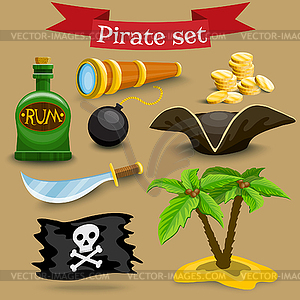 Set with pirate simbols - vector clipart