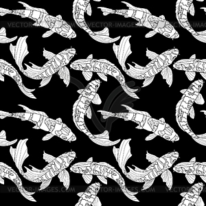 Pattern with koi - vector clip art