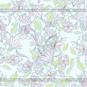 Magnolia blossom colorful seamless pattern - vector clipart