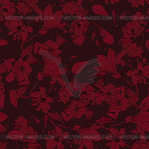 Магнолия цветок красочный бесшовный узор - векторизованное изображение клипарта