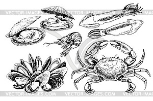 Seafood collection - vector clip art