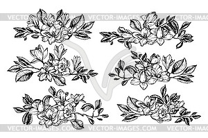 Flowers compositions witn branches - royalty-free vector image