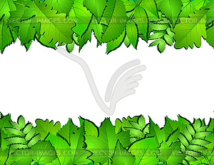 Horizontal seamless background with green leaves - vector image