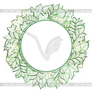 Fresh green leaves border - vector clip art