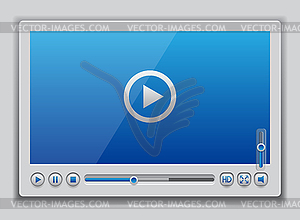 Blue glossy video player template - vector image