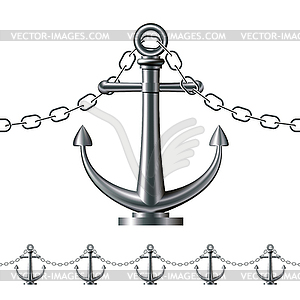 Seamless steel fence featuring an anchor - vector image