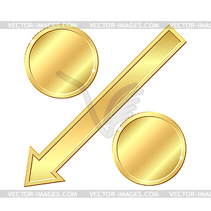 Percentage sign with gold coins - vector EPS clipart