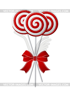 Lollipops with red ribbon - vector image