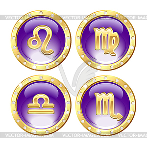 Set of Golden Zodiac Signs - royalty-free vector image