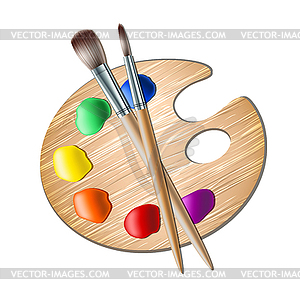 Art palette with paint brush for drawing - vector EPS clipart