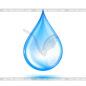 Blue shiny water drop - vector image