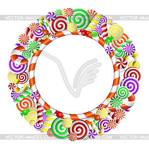 Frame with colorful candies - vector clipart