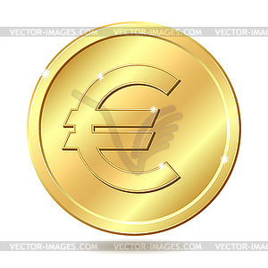 Golden coin with euro sign - vector clipart