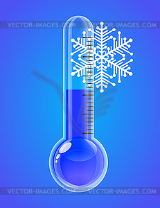 Thermometer with snowflakes. Cold weather - vector clipart