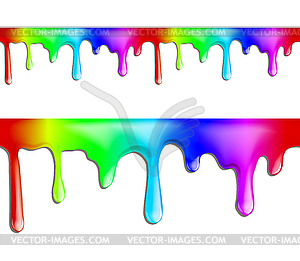 Brightly colored paint drips seamless patterns - vector clip art