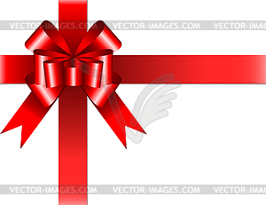 Shiny red ribbon with bow - color vector clipart