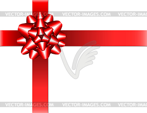 Shiny red ribbon with bow - vector image