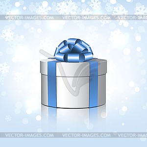 Белый подарочной коробке с голубой лук - изображение в векторе / векторный клипарт