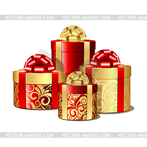 Red and gold gift boxes - vector clipart