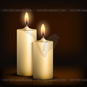 Two burning candles - stock vector clipart