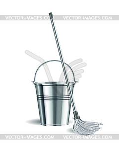 Bucket and mop - vector clipart