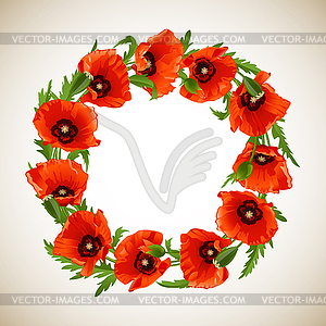 Wreath of Poppies - vector image