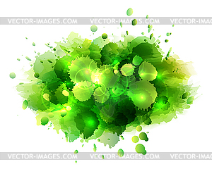Abstract artistic background of green paint splashes - vector clipart