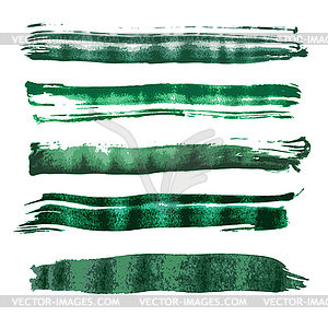 Green watercolor brush strokes - vector clipart