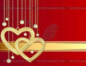 Golden heart and brilliants - vector image