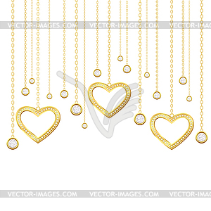 Золотое сердце и бриллианты - иллюстрация в векторном формате